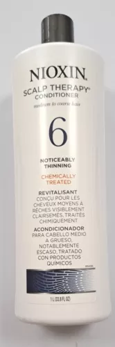 Nioxin System 6 Scalp Therapy Conditioner with Peppermint Oil, Treats Dry Scalp, Provides Moisture Control & Balance, For Bleached & Chemically Treated Hair with Progressed Thinning 33.8oz-LITER (S)