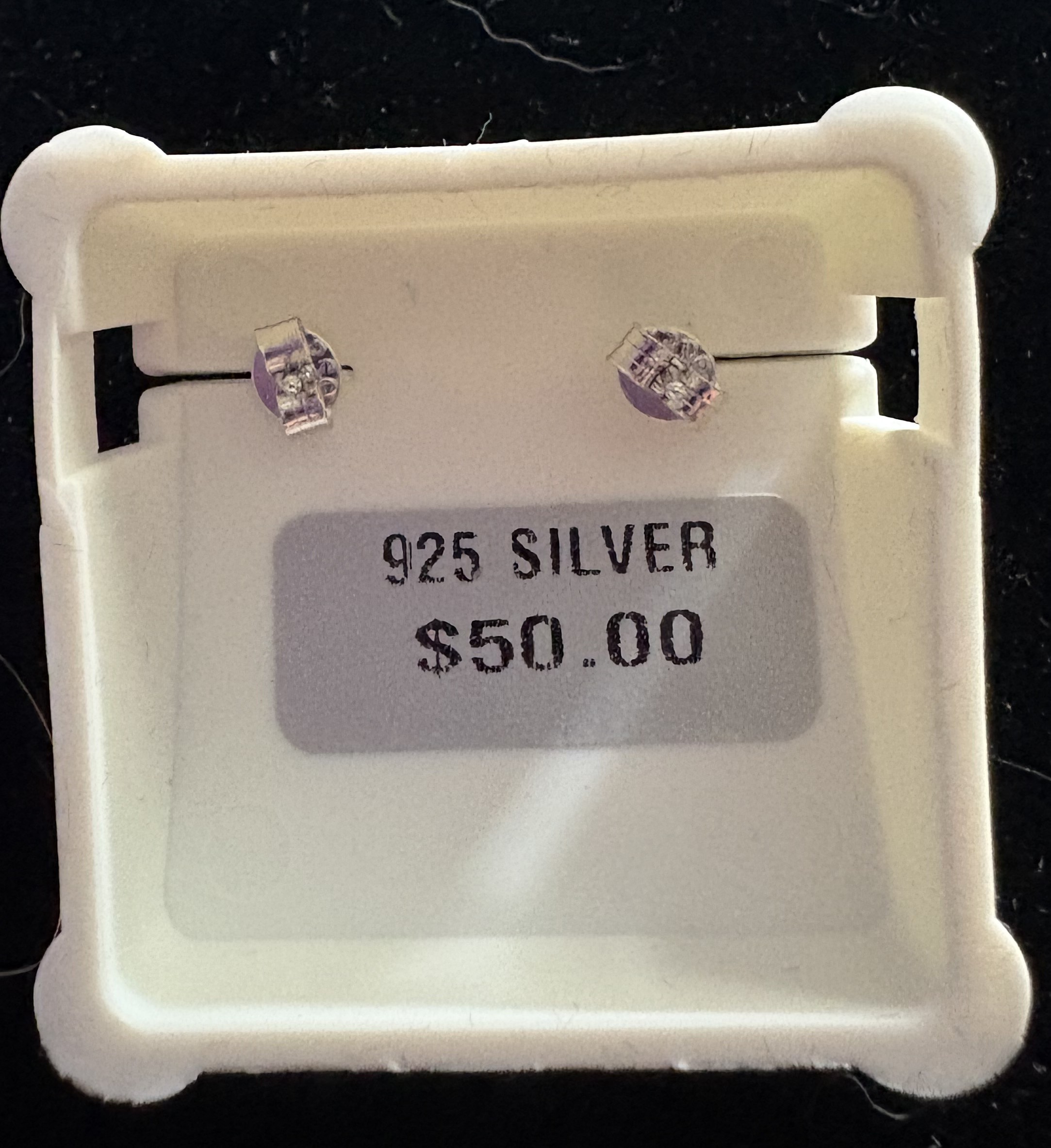 .925 Sterling Silver Simulated CZ Butterfly Stud Earrings 1 cm (J41) - Image 2