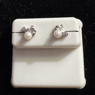 .925 Sterling Silver Simulated Pearl Earring studs 1 cm NWT (J22)